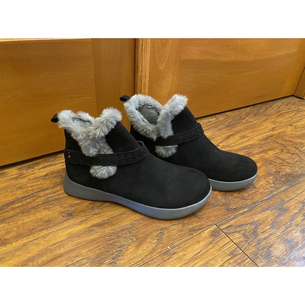 NEW JBU Nordic Black Faux-Fur Ankle Boot Size 7.5 Booties Winter Suede Gray